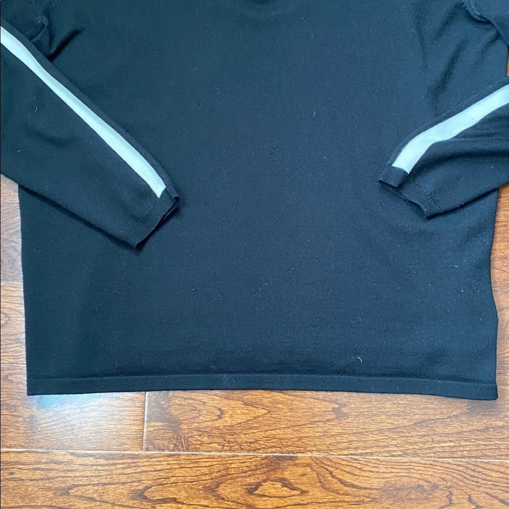 Peak Performance Half-Zip Ski Sweater Size XL Black + Off-White Stripes Merino - Picture 5 of 12
